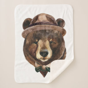 Watercolor Bear Fashion Sherpa Blanket