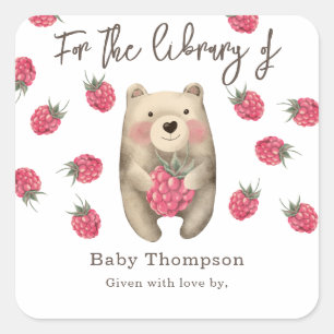 Watercolor bear - for the library of square sticker