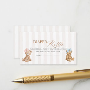 Watercolor Bear Gender Reveal baby shower diaper Enclosure Card