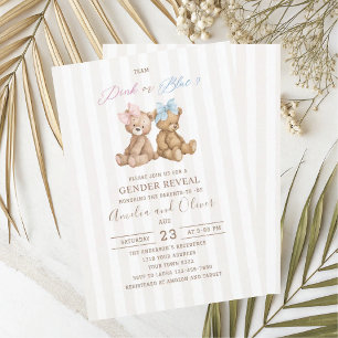 Watercolor Bear Gender Reveal baby shower Invitation