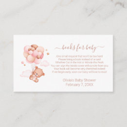 Watercolor Bear Girl Baby Shower Enclosure Card