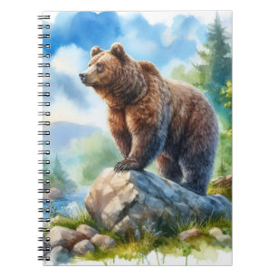 Watercolor Bear In Nature Notebook
