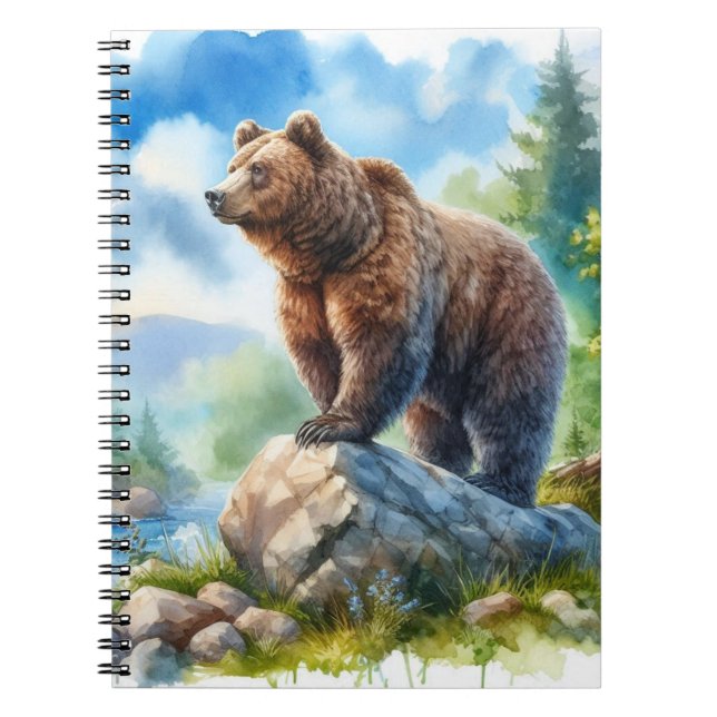 Watercolor Bear In Nature Notebook (Front)