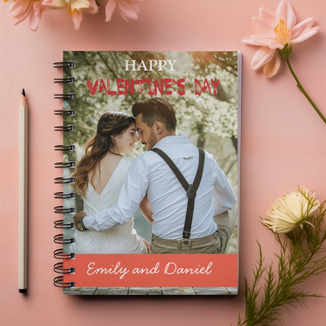 Watercolor Bear Photo Valentine's Day personalized Notebook (Personalized Valentine's Day Photo & Names Notebook)