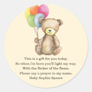 Watercolor Bear - Prayer Candle Label