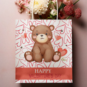 Watercolor Bear Valentine's Day Medium Gift Bag