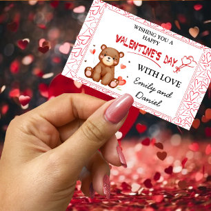 Watercolor Bear Valentine's Day Rectangular Sticker