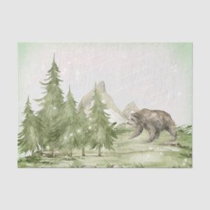 Watercolor Bear Winter Scenery Decoupage Tissue Paper