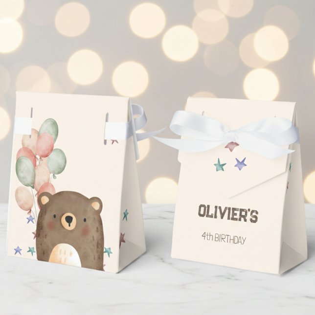 watercolor bear with balloons birthday Favour Box (Creator Uploaded)