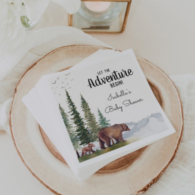 Watercolor Bear Woodland Baby Shower  Napkin (Creator Uploaded)