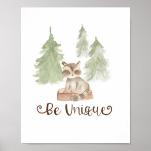 Watercolor Bear Woodland Friends Be Unique Nursery Poster