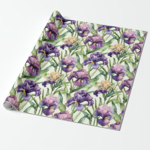 Watercolor Bearded Iris Wrapping Paper Roll