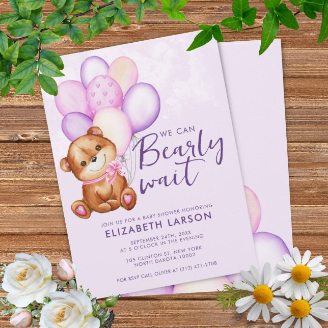Watercolor Bearly Wait Baby Shower Invitation (Watercolor Bearly Wait Baby Shower Invitation)