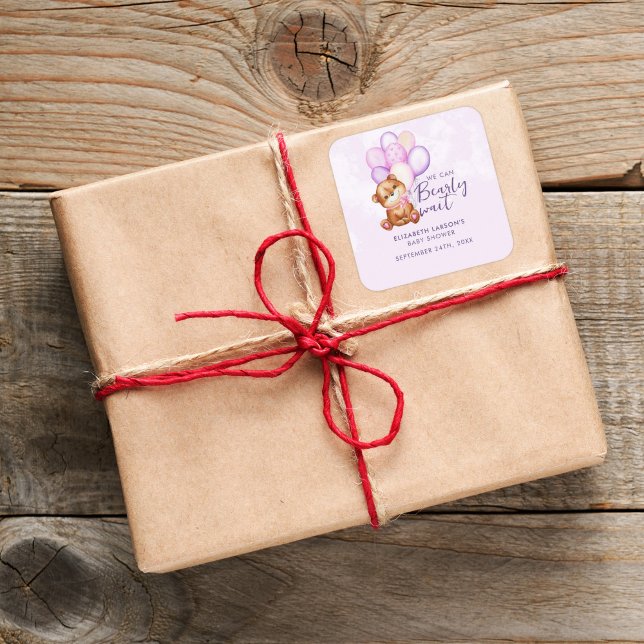 Watercolor Bearly Wait Baby Shower Square Sticker (Creator Uploaded)