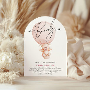 Watercolor Bearly Wait Girl Baby Shower Invitation