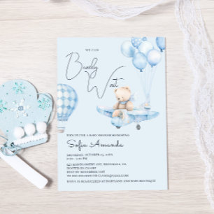 Watercolor Bearly Wait Plane Baby Shower Invitation