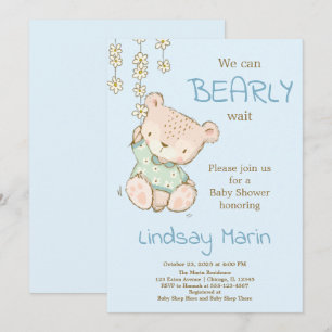 Watercolor Bearly Wait Teddy Bear Garland Invitati Invitation