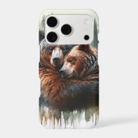 Watercolor Bears Rustic Wilderness