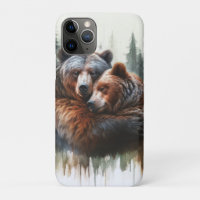 Watercolor Bears Rustic Wilderness
