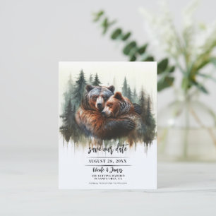 Watercolor Bears Rustic Wilderness Save the Date  Invitation