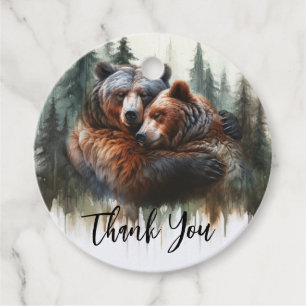 Watercolor Bears Rustic Wilderness Wedding Favour Tags