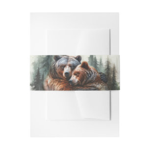 Watercolor Bears Rustic Wilderness Wedding Invitation Belly Band