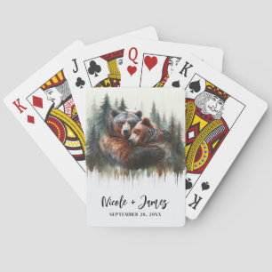 Watercolor Bears & Trees Rustic Wilderness  Playing Cards