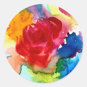 Watercolor beautiful abstract rose art classic round sticker