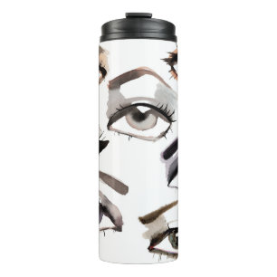 Watercolor beautiful eyes pattern thermal tumbler