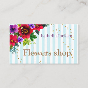 Watercolor beautiful flowers romantic marble elega business card