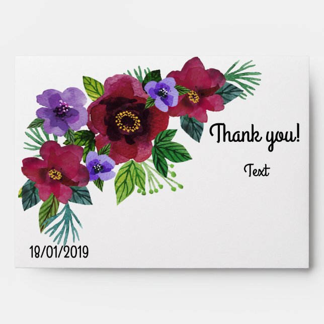 Watercolor beautiful flowers romantic marble elega envelope (Front)