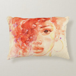Watercolor beautiful girl decorative cushion