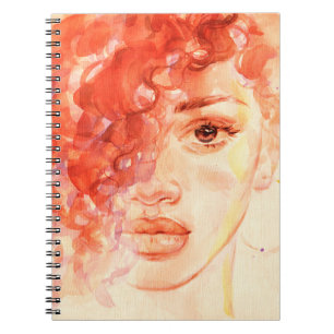 Watercolor beautiful girl notebook