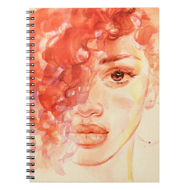 Watercolor beautiful girl notebook (Front)