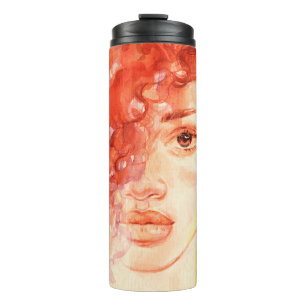 Watercolor beautiful girl thermal tumbler