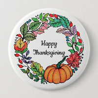 Watercolor Beautiful Pumpkin Wreath with leaves