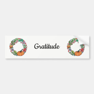 Watercolor Beautiful Pumpkin Wreath with leaves Bumper Sticker