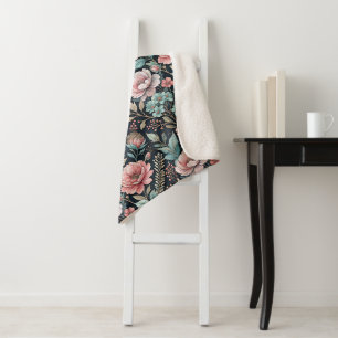 Watercolor Beautiful Wildflowers Sherpa Blanket