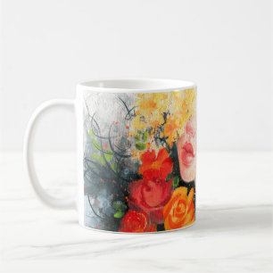 Watercolor beautiful woman and flowers coffee mug