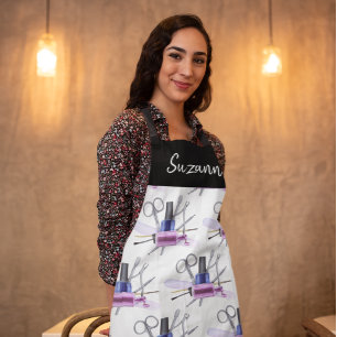 Watercolor Beauty Nail Polish Salon Personalised A Apron