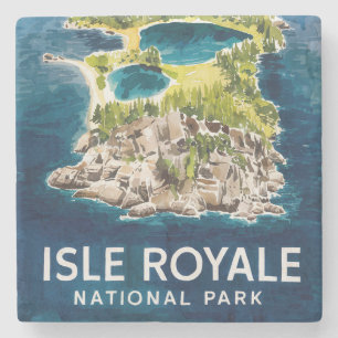 Watercolor Beauty of Isle Royale National Park Stone Coaster