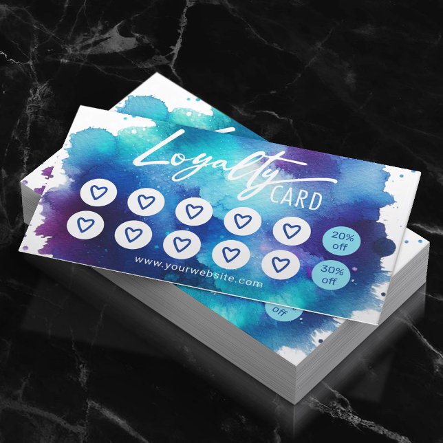 Watercolor Beauty Salon & Spa Cute Hearts Loyalty Card (Creator Uploaded)