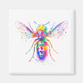 Watercolor Bee 2 Inch Square Magnet