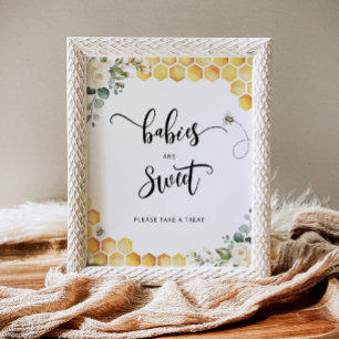 Watercolor bee Babies are sweet Poster