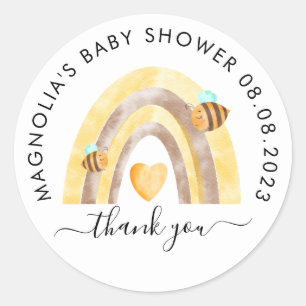 Watercolor Bee Baby Shower Thank You Classic Round Sticker