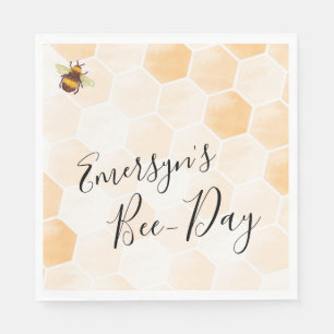 Watercolor Bee Birthday Napkin