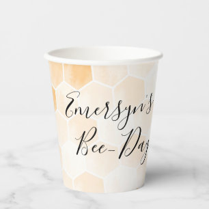 Watercolor Bee Birthday Paper Cups
