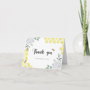 Watercolor bee floral bridal shower thank you card