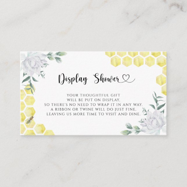 Watercolor bee floral Display shower Enclosure Card (Front)