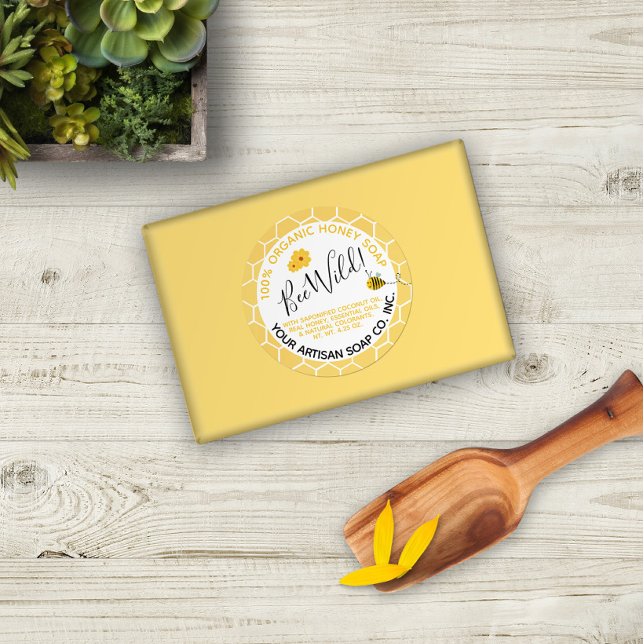 Watercolor Bee Flower Honeycomb Honey Soap Classic Round Sticker (Creator Uploaded)
